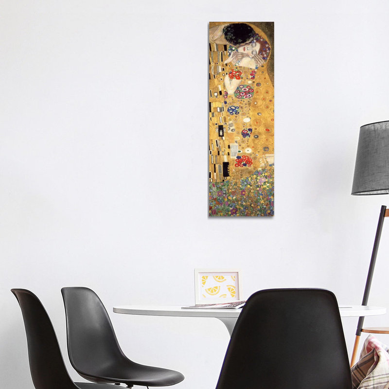 The Kiss, Cropped Vertical by Gustav Klimt - Print on Canvas, 121.92 cm H x 40.64 cm W x 1.91 cm D, Wrapped Canvas