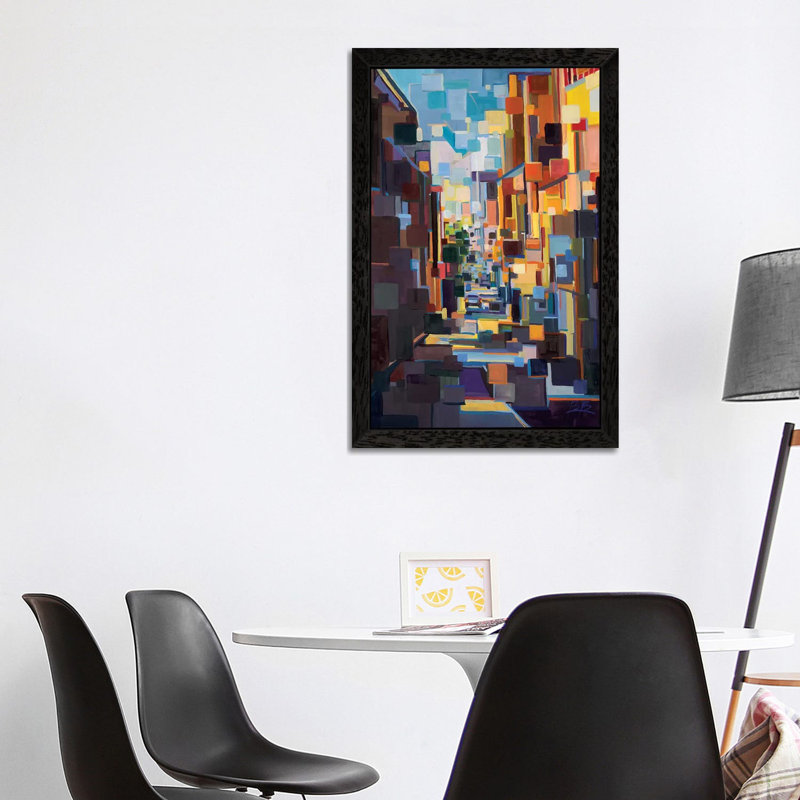 Long Hall In The City Deconstruction by Brooke Borcherding - Print on Canvas, 152.5 cm H x 101.5 cm W, Black Framed