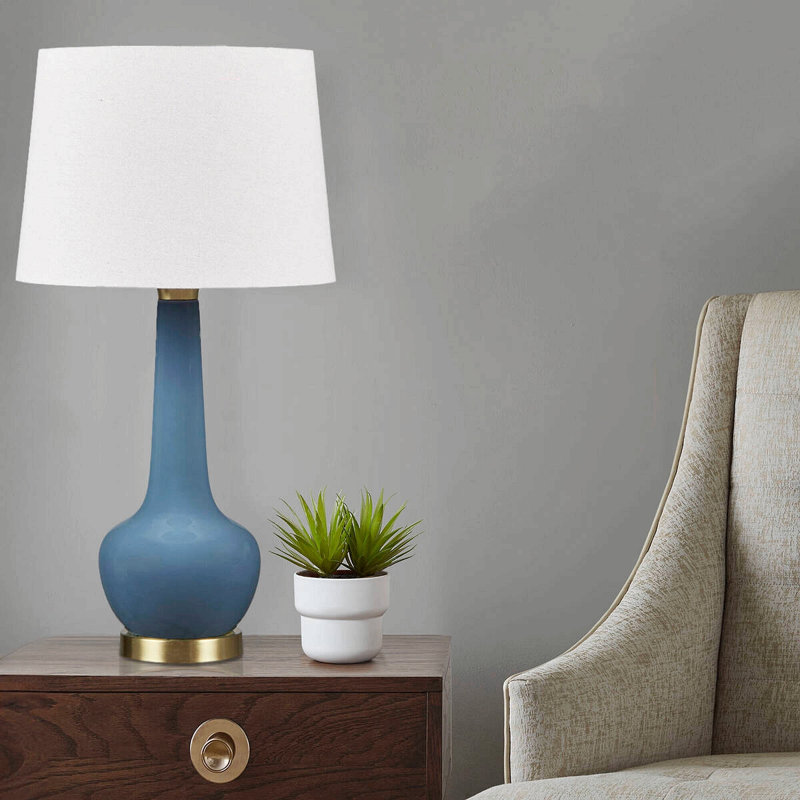 Lampe de table en céramique Genie, Bleu / doré