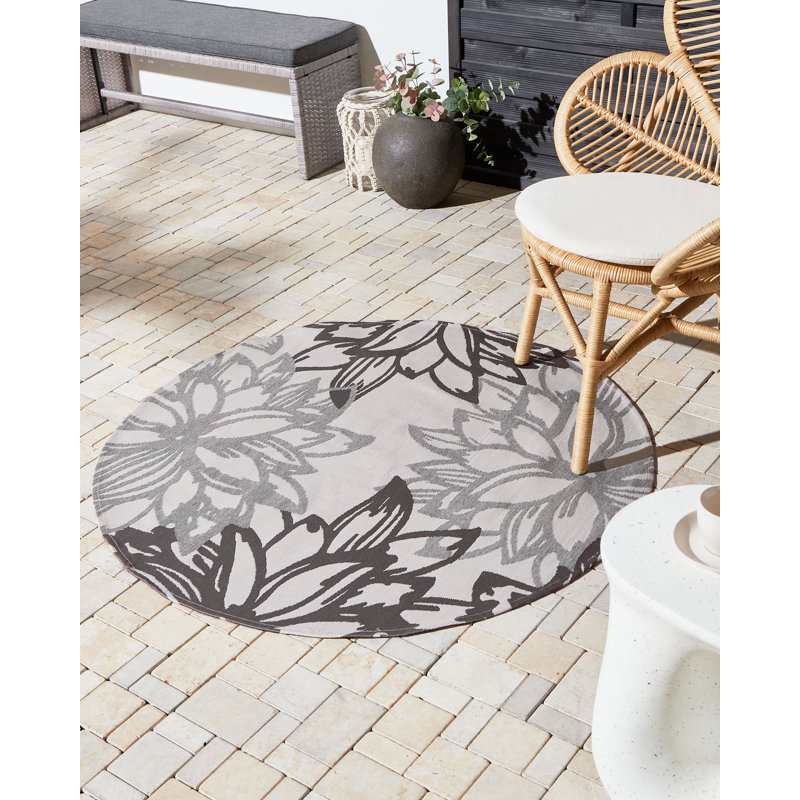 Outdoor Rug SOLAPUR Grey, Round 120 cm