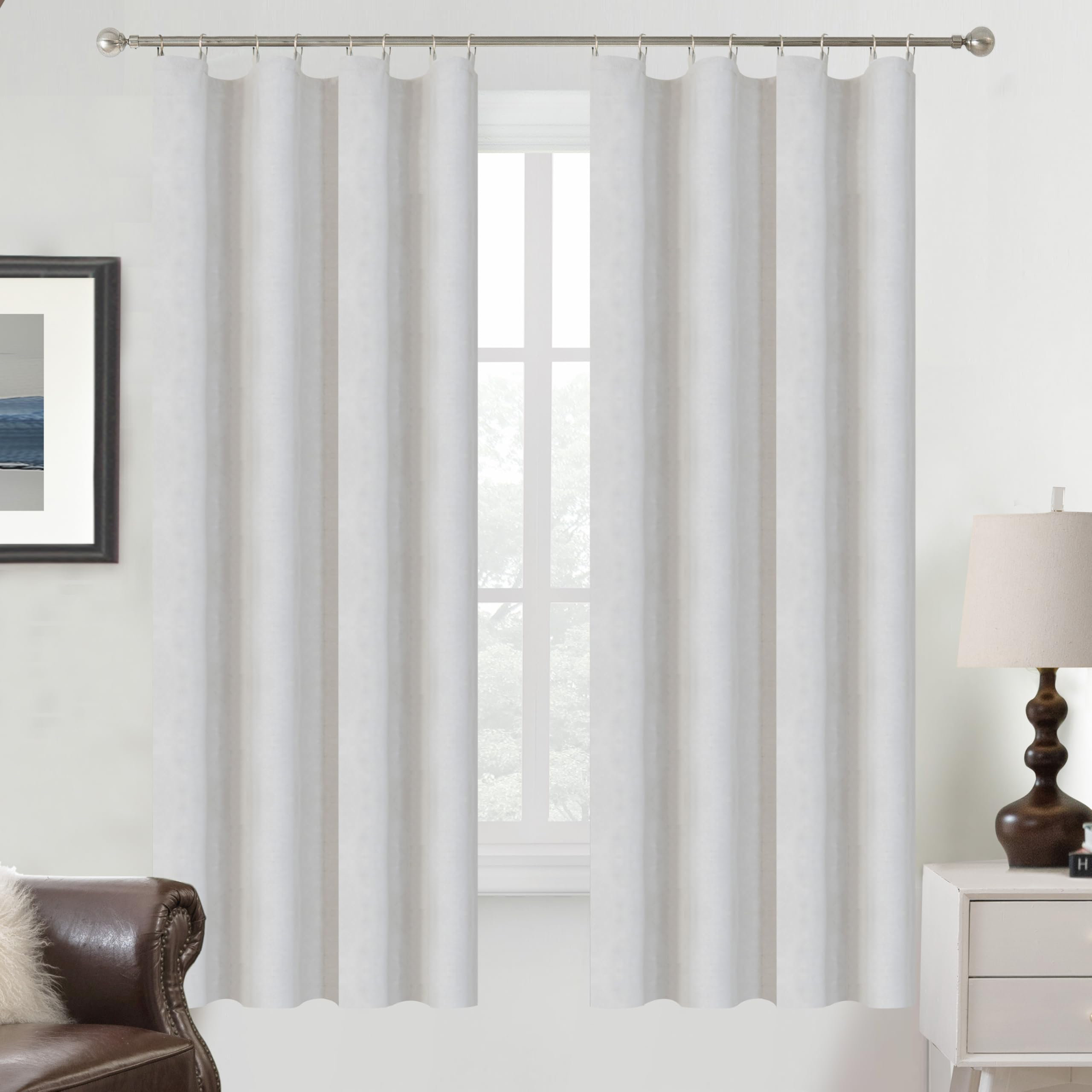 Driftaway 100% Blackout Curtain Liners for Bedroom Living Room Full Light Blocking Thermal Insulated Blackout Liner with 18 Pcs Rings 2 Panels Set for, image size:2560x2560