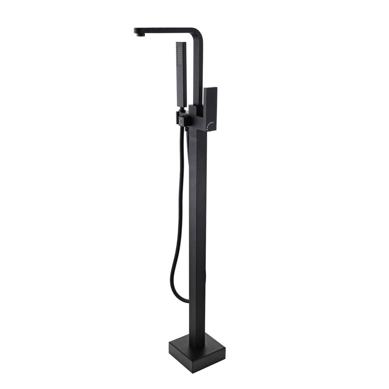 Robinet de baignoire autoportant noir mat avec douche et douchette à fonctions modernes