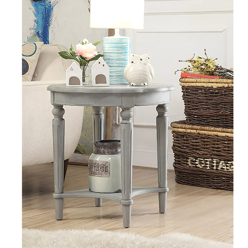 End Table with Bottom Shelf, Gray