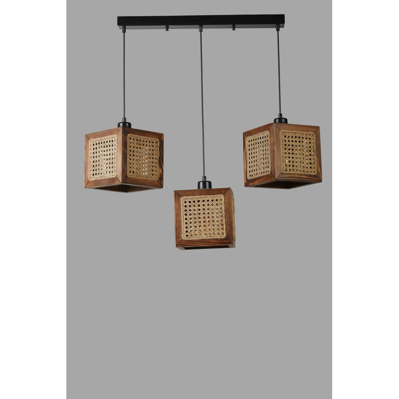 Chandle Chandelier, Walnut/Rattan