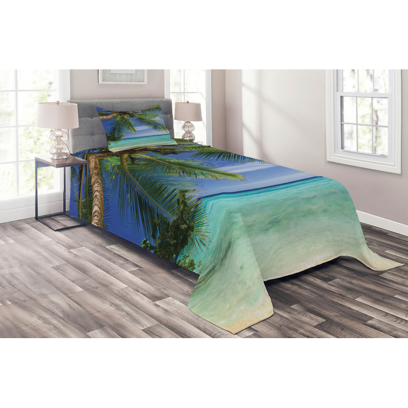 Hypnotic Coastal Polyester Coverlet, Twin Bedspread + 1 Sham