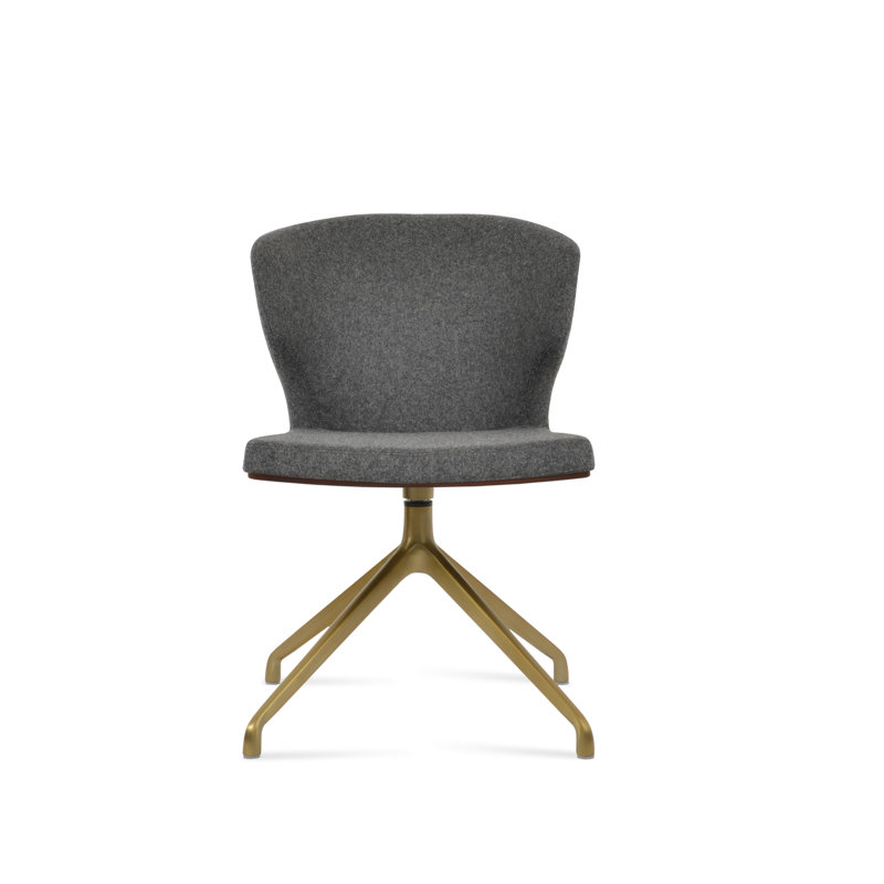 Fauteuil pivotant Amed Plus, Gris foncé, Doré