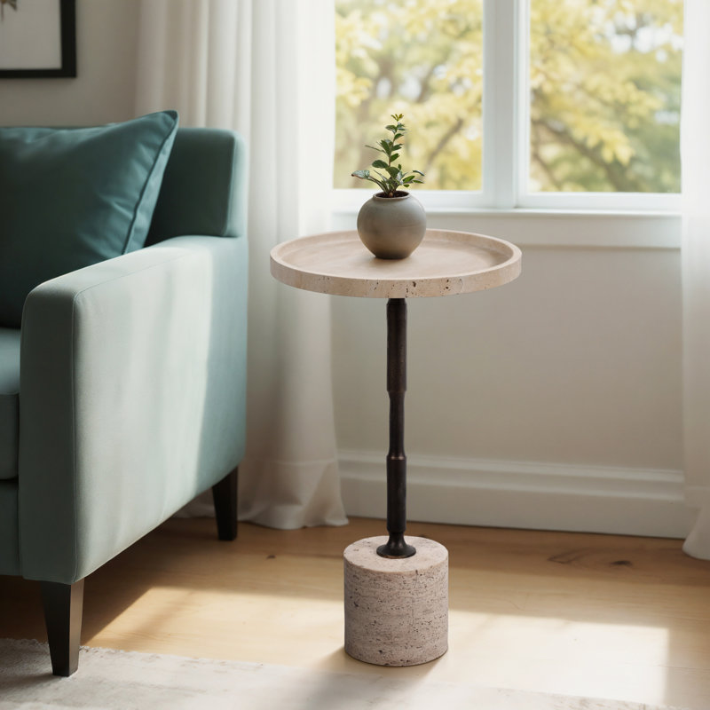 Table haute en travertin Braxton Comino, H 27 po x l 10 po x P 10 po