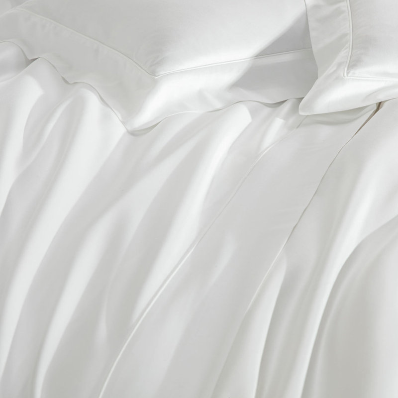 Grace Sateen Duvet Cover, White, King Duvet Cover