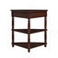 Petite table de coin triangulaire 33,8 po, table de bout en bois pour petits espaces / salon, table de bout à 3 niveaux avec pieds en bois massif, espresso clair-385785656