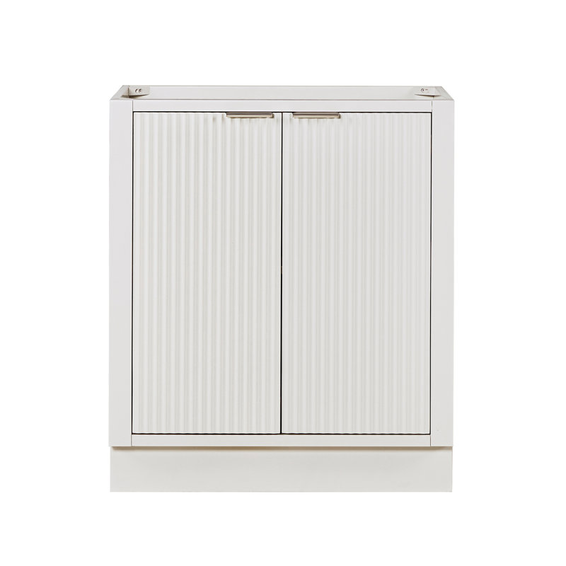 Base de meuble-lavabo simple 30 po en bois massif Haun, Blanc chaud