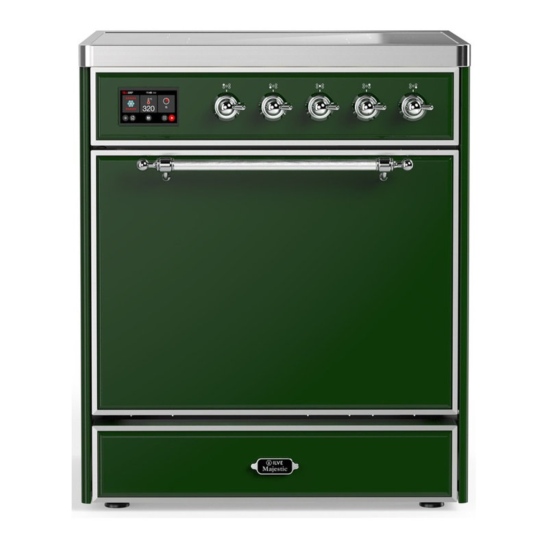 Cuisinière à induction 30 pouces avec 4 éléments à induction en vert émeraude Majestic III Series (garniture chromée)