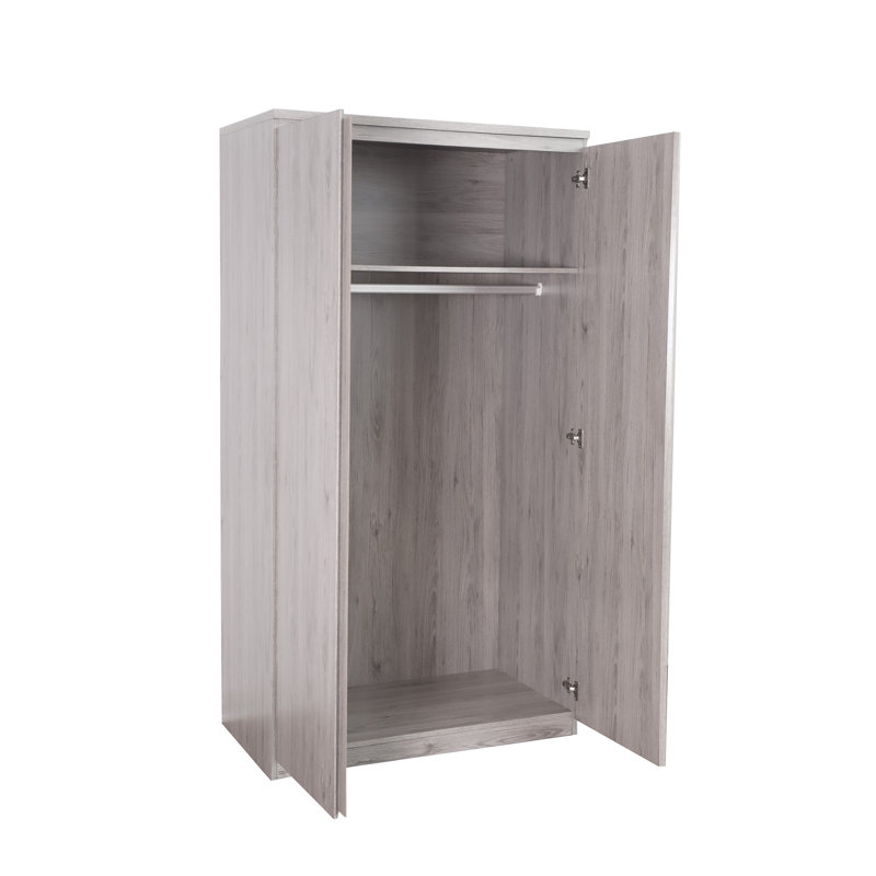 Binne 2 Door Manufactured Wood Wardrobe, Grey