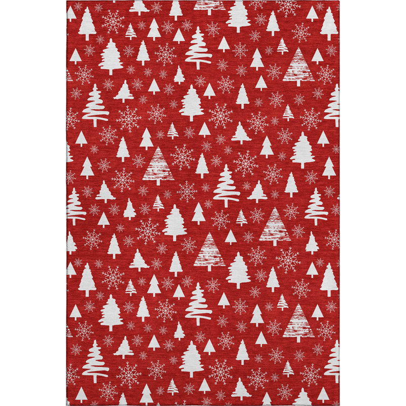 Premium Machine Washable Dockside AMF1815 Christmas Trees Rug, Rectangle 2'6" x 3'10"