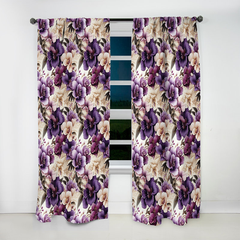 Orchid Oasis Tropical Pattern - Tropical Velvet Curtain - Room Darkening - 1 panel, 52" W x 120" L