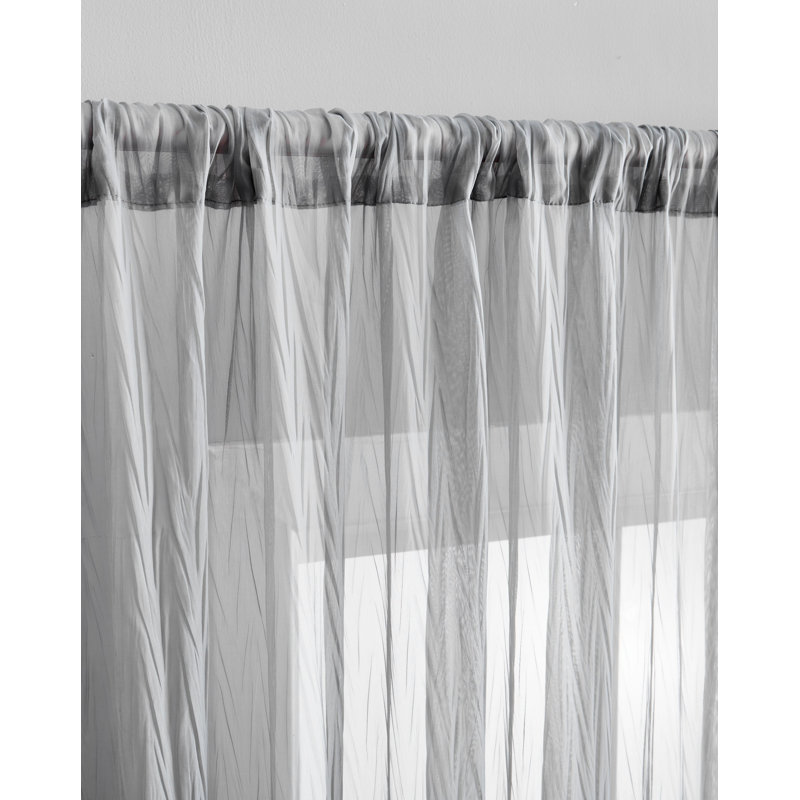 Paire de rideaux transparents avec passe-tringle Terylene, Gris foncé, L 54 po x L 95 po
