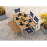 Travira Rectangular 6 - Person 63" Powder Coated Aluminum Sling Chair and Bench Patio Dining Set