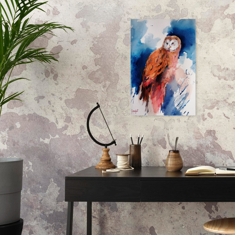Impression d'art mural majestueux chouette aquarelle, 24" H x 16" W