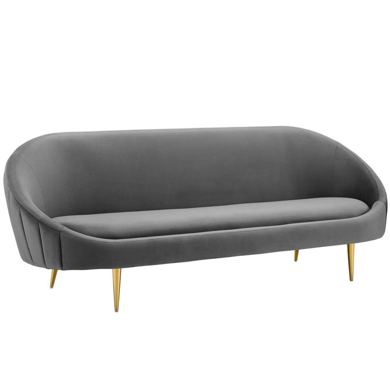 Modway Silver Orchid Perez Vertical-curve Back Sofa, Gray Velvet