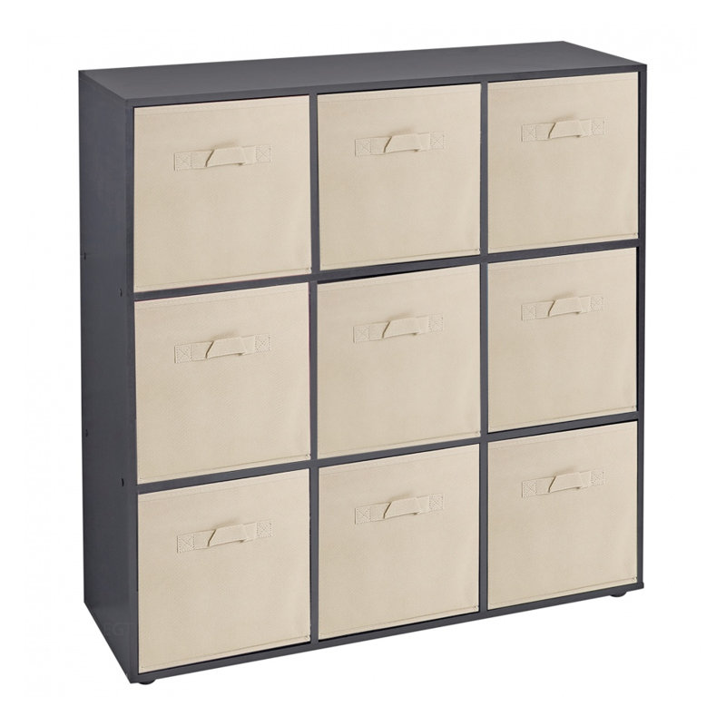 Milanna 90.5cm H x 89cm W Cube Bookcase, Black/Beige