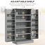 Armoire de rangement de 41 po, 12 tablettes de porte, 2 portes doubles, 5 tablettes, réglable, gris papier pour un grand espace de rangement réglable