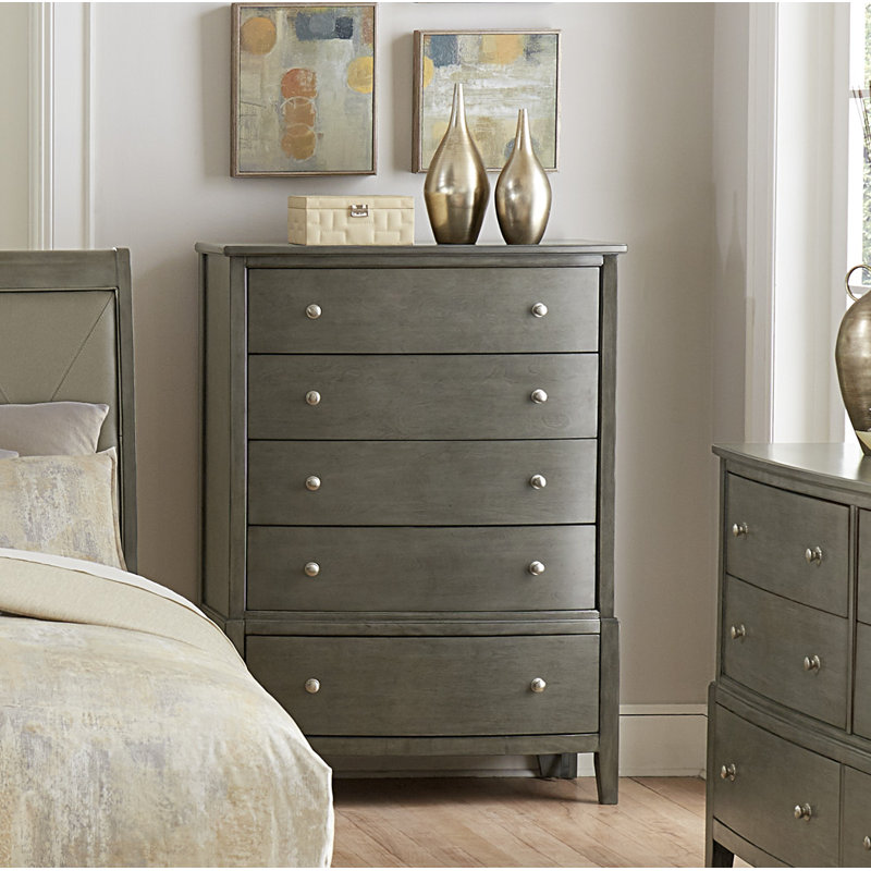 Commode 5 tiroirs P 38, Gris