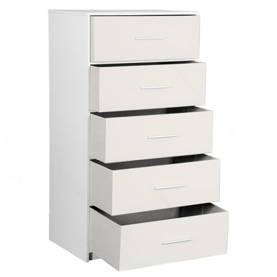 Commode 5 tiroirs avec tiroirs en tissu