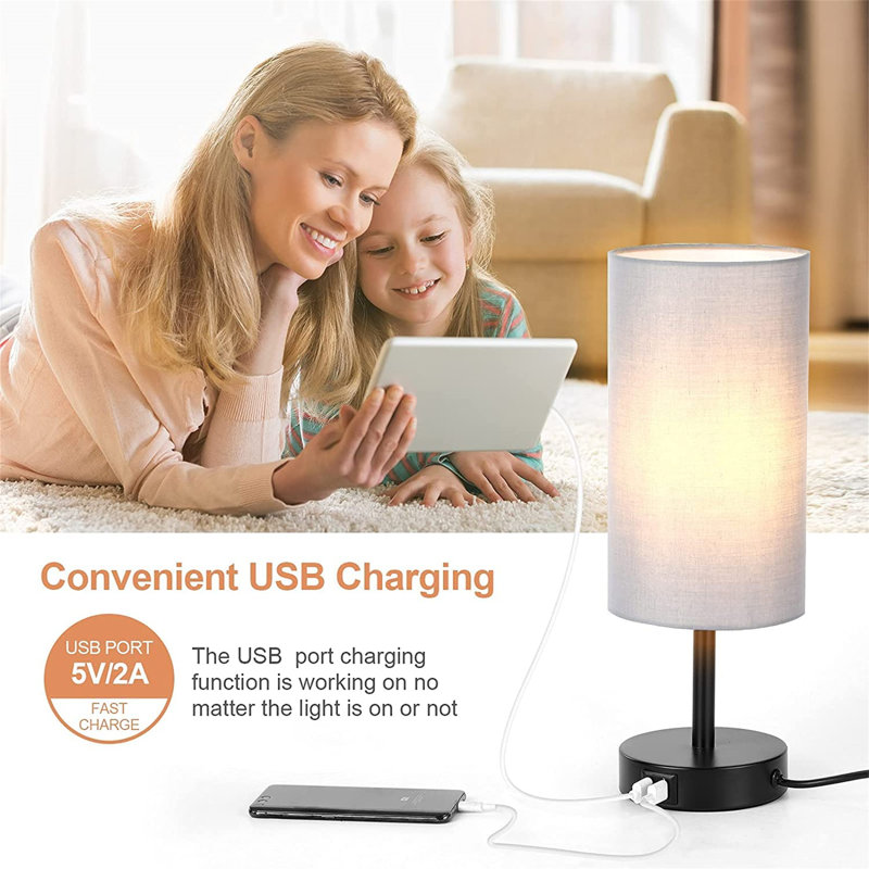 Metal Table Lamp, Black, Grey
