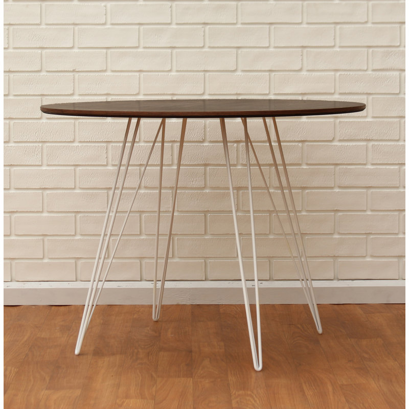 Williams Oval Metal Base Dining Table, White, 30" H x 54" L x 46" W, Walnut