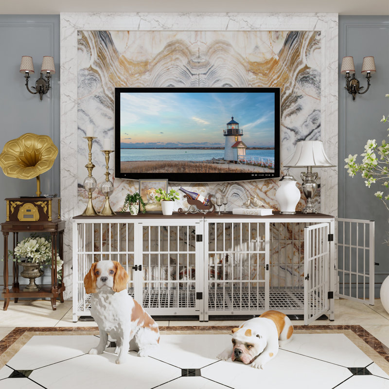 Chamiya Furniture Style Crate with 3 Doors, White, Large (29.3" H x 36" W x 25" D)