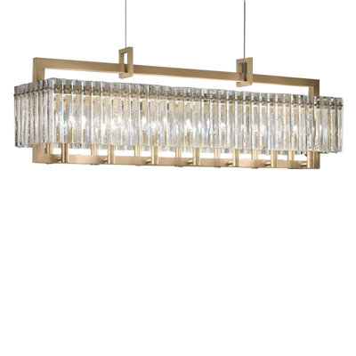 Light Rectangle Chandelier Rock Crystal