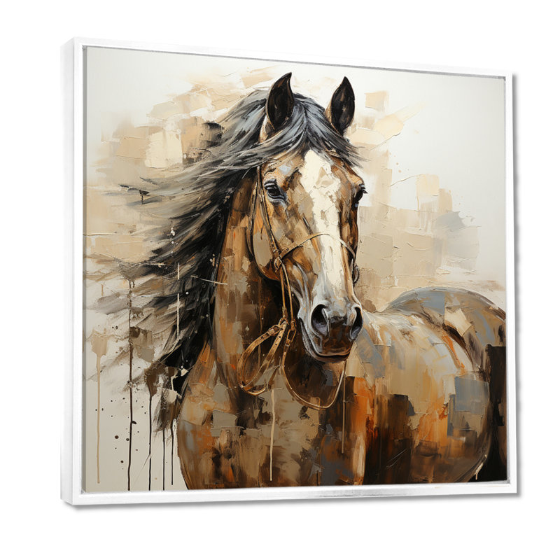 Cheval, liberté symbolique - impression sur toile, H 30 po x l 30 po x P 1 po, Cadre flottant doré