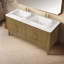 OVE Decors Meuble-lavabo autoportant à double cuve en chêne brun clair avec plateau en quartz blanc