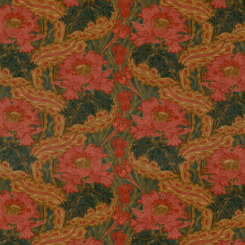 Original Brantwood Cotton Blend Fabric, Rose/Green