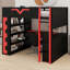 Lit mezzanine avec bureau Pro Gamer, lumières RVB, tablettes, panneau perforé et tiroir-384003125