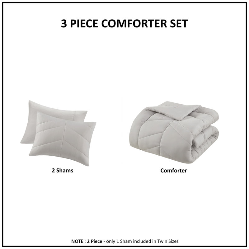 Gray Twin Microfiber Reversible Chevron Comforter Set