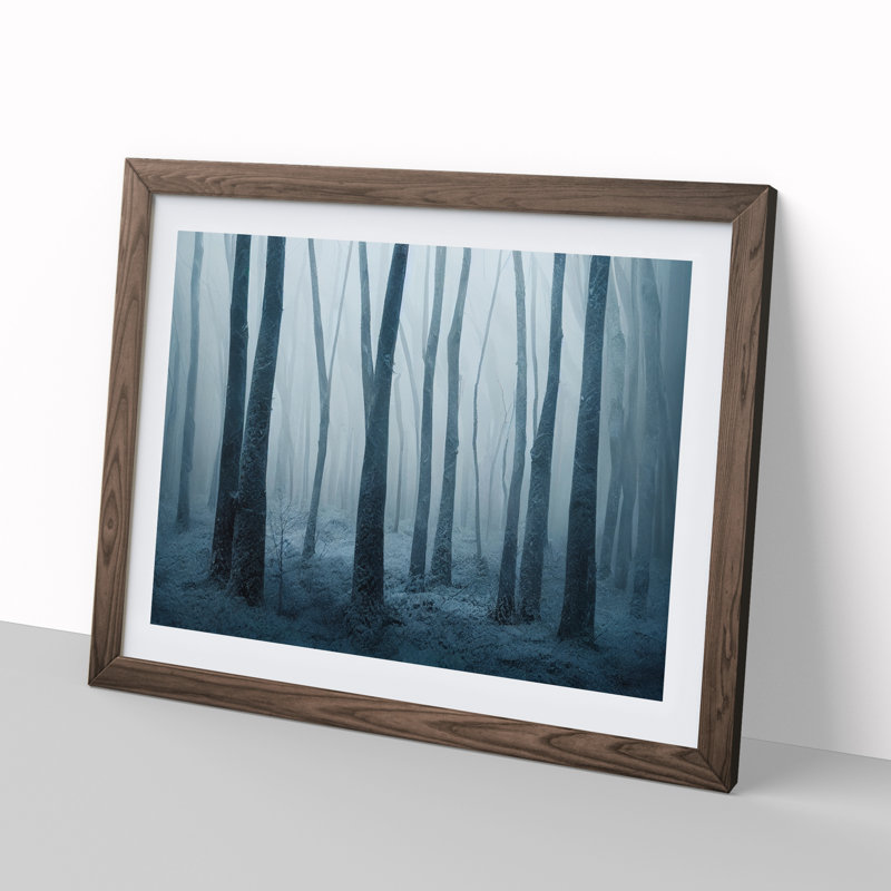 Tremendous Winter Forest - Single Picture Frame Print, 34cm H x 46cm W x 2cm D, Walnut