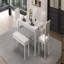 Ensemble de salle à manger extensible 6 pièces 6 pièces: table de ferme rustique de 59 à 72 pouces et 4 chaises + banc, pieds rétro sculptés-376735058