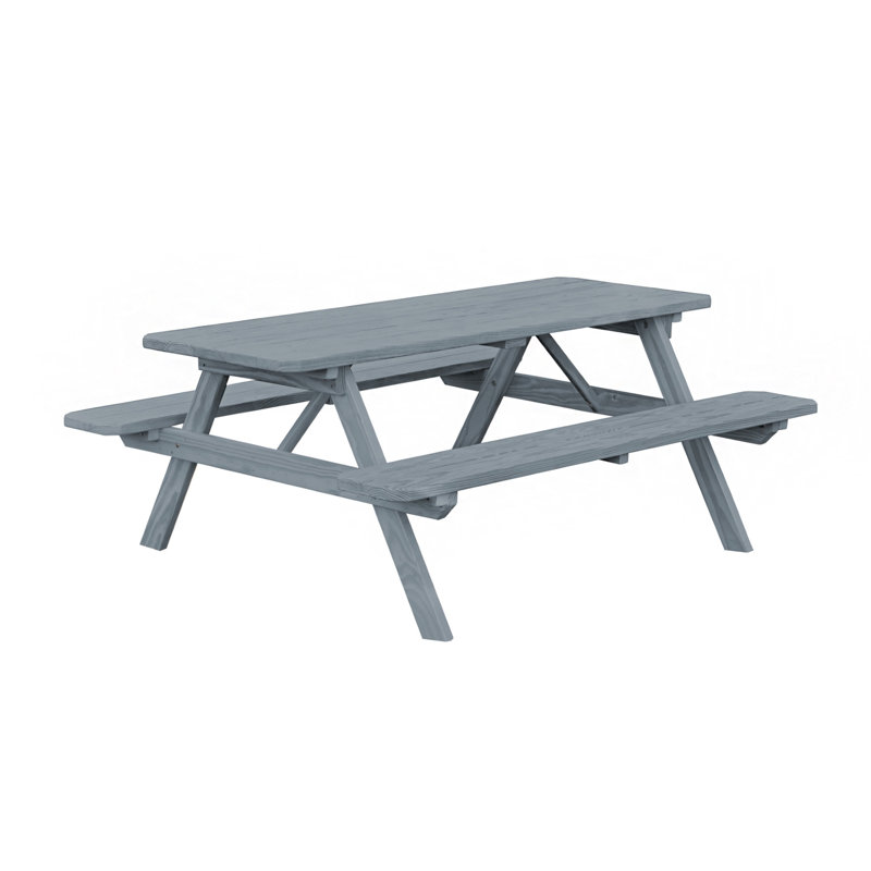 Table de pique-nique en bois massif Latisia, Teinture grise