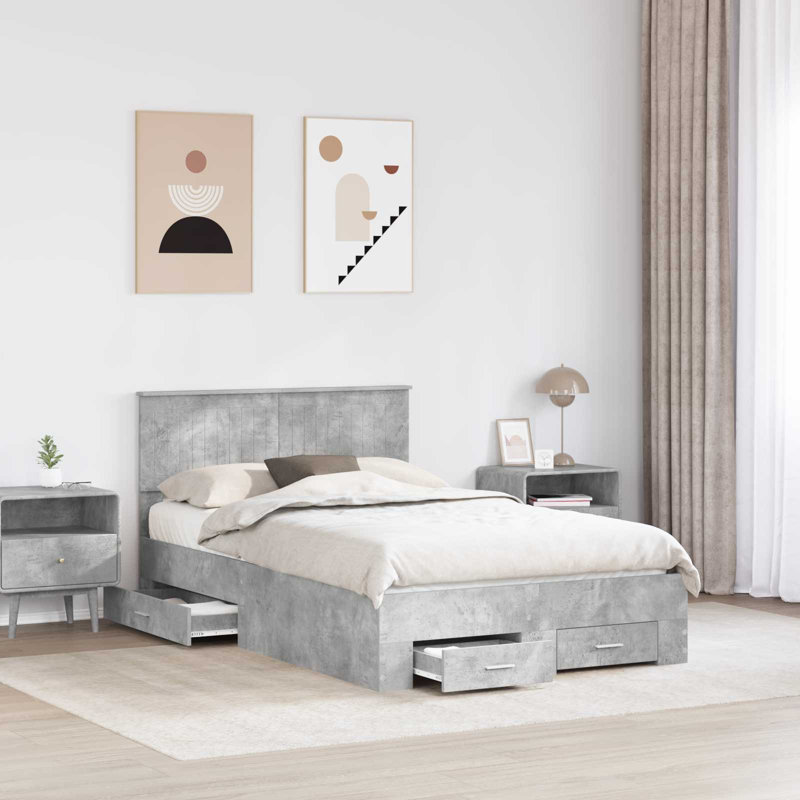 Bed Frame, 120 x 200cm, Concrete Grey