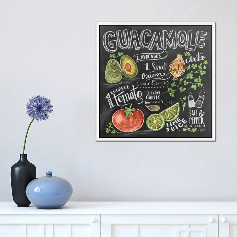 Guacamole Recipe - Print on Canvas, 45.72 cm H x 45.72 cm W, White Framed