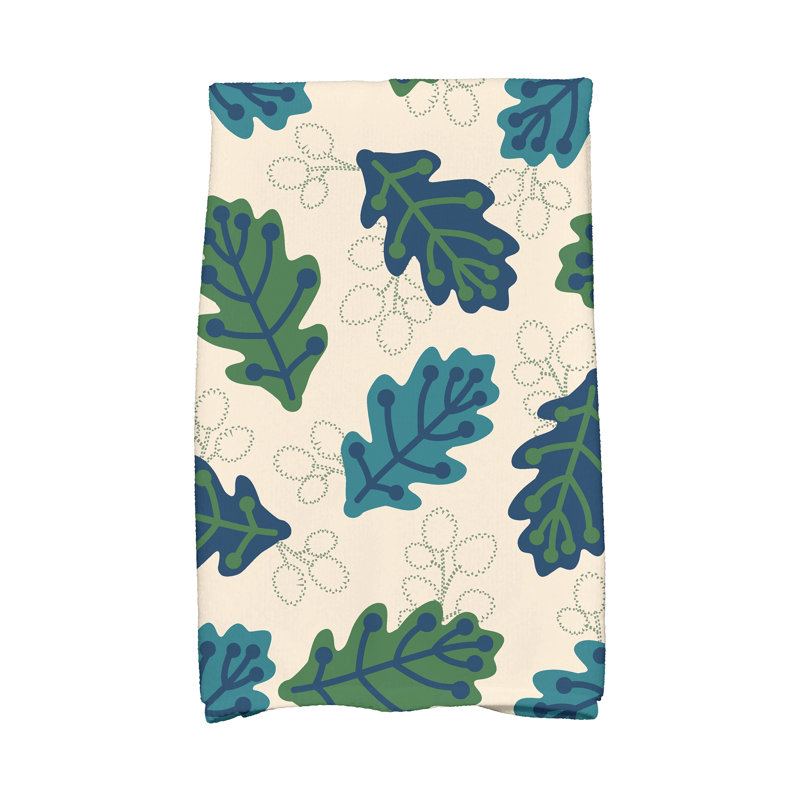 Débarbouillettes à imprimé floral Retro Leaves, Bleu