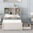 Modern Twin Size Bed Frame With Built-In USB Port On Bookcase Headboard And 2 Drawers-106845170