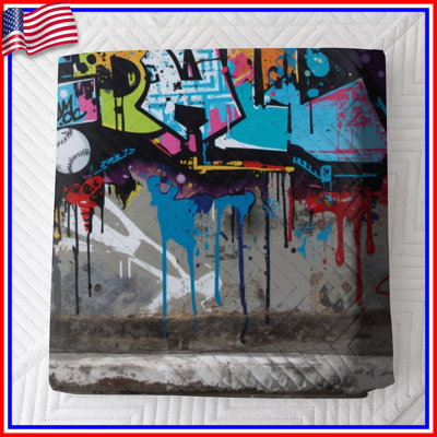 Graffiti Baseball Bat Street Quilted Bedspread All Sizes