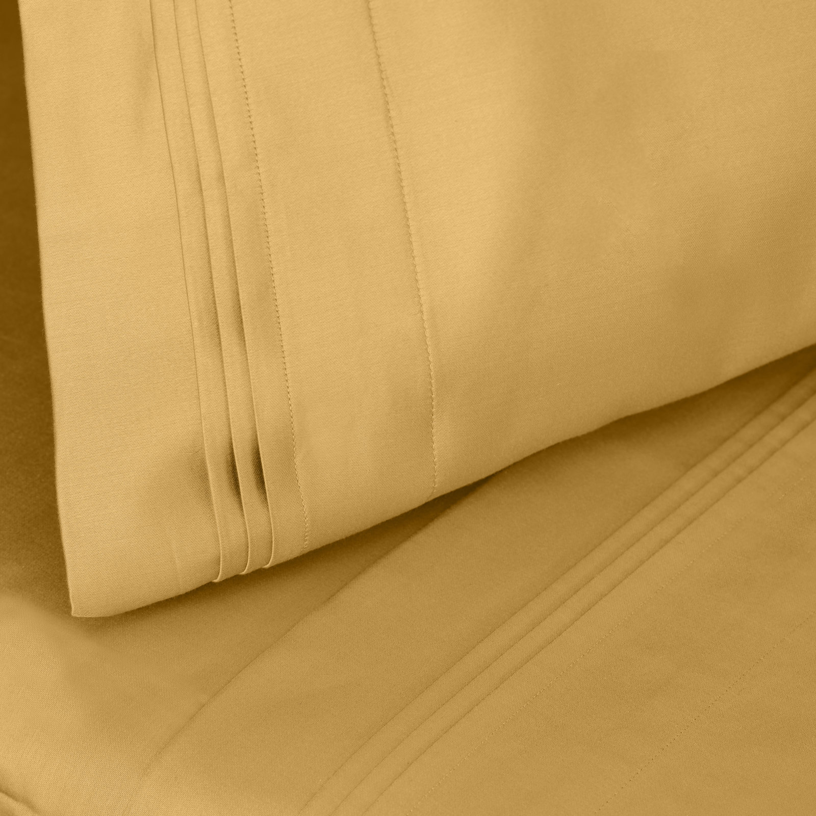 Arling Cotton Pillowcase, Gold, Standard Pillowcase