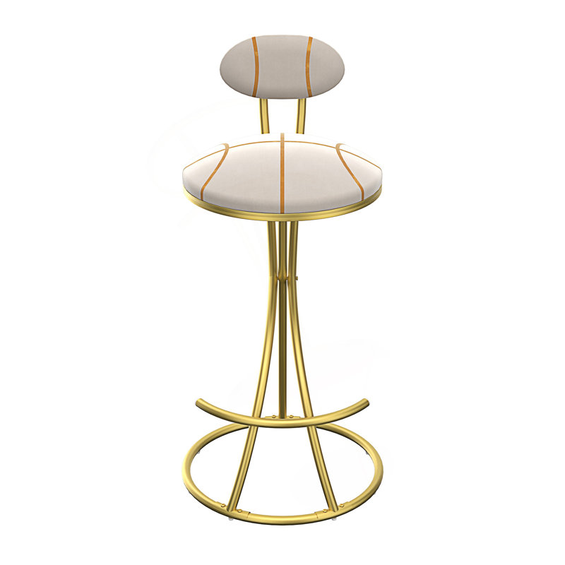 Ensemble de 2 tabourets de bar ronds en forme de S avec 2 chaises de comptoir rembourrées en velours pour la salle à manger (or et rayures)