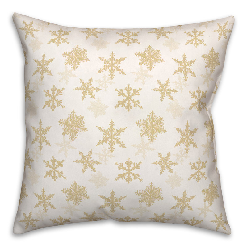  Cream Snowflakes Square Throw Cushion, 16" x 16"