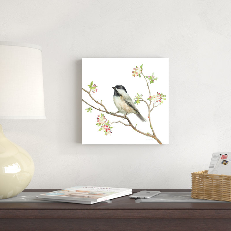 Mésange à tête noire V2 sur fond blanc, H 12 po x l 12 po