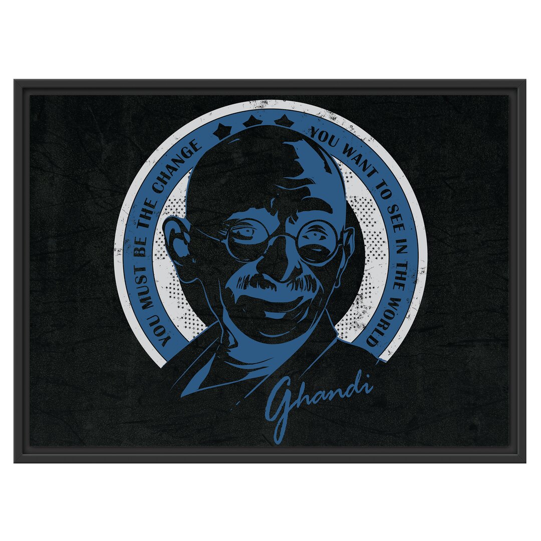 Gerahmtes Wandbild Ghandi Black