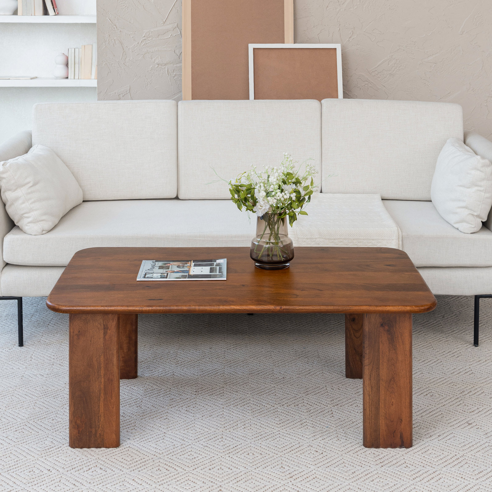 Hepza 48" Mango Coffee Table, Walnut