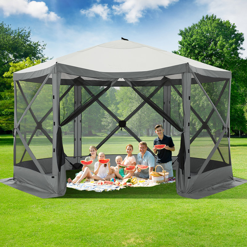 12x12 Screen Room with Mosquito Netting, Gray
